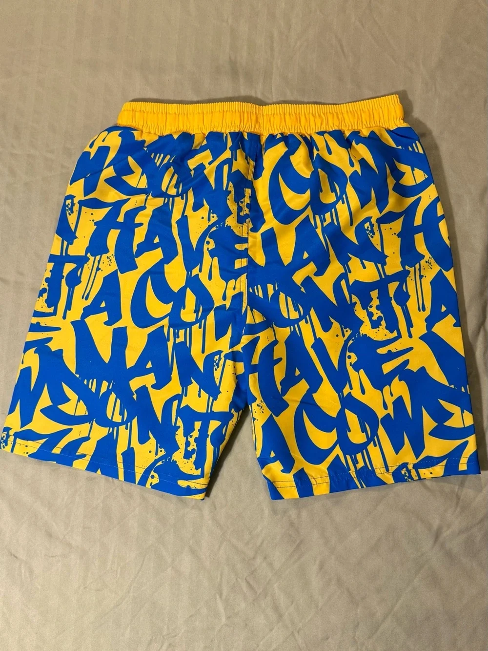 Kids Yellow & Blue Bart Simpson Swim Trunks